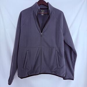 Tekgear Front Zip Fleece Jacket Gray Mens Medium NWT Fall Lightweight Outerwear